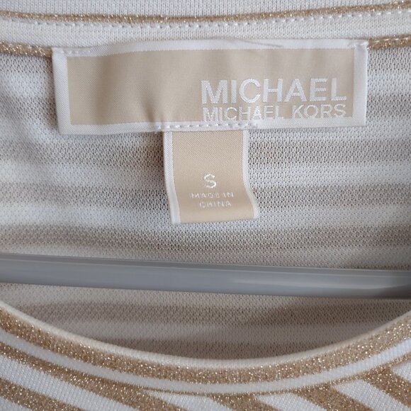 Michael Kors glittery gold striped dress. - Picture 2 of 5